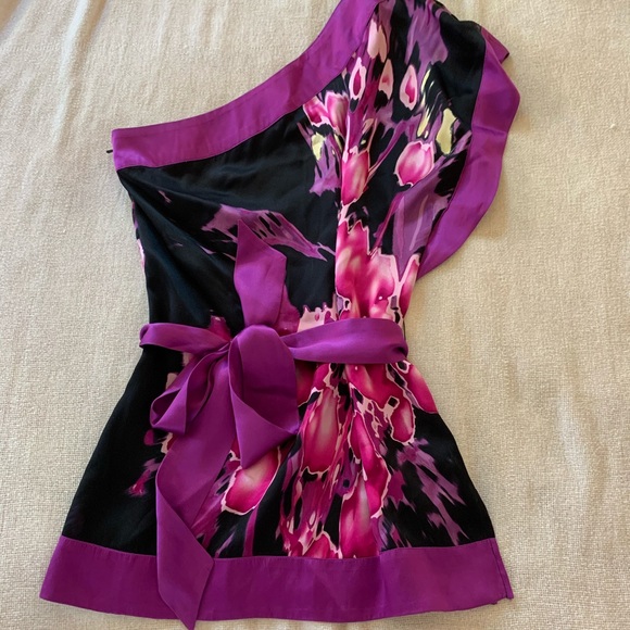 bebe Tops - bebe 100% silk One-Shoulder top with sash. XS